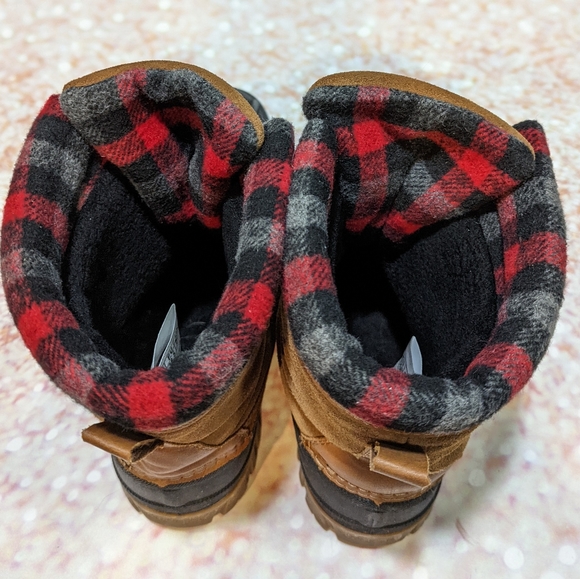 Storm by Cougar Claudia Duck Boot Thermolite Waterproof Suede Cognac Plaid Sz 8 - Picture 4 of 13